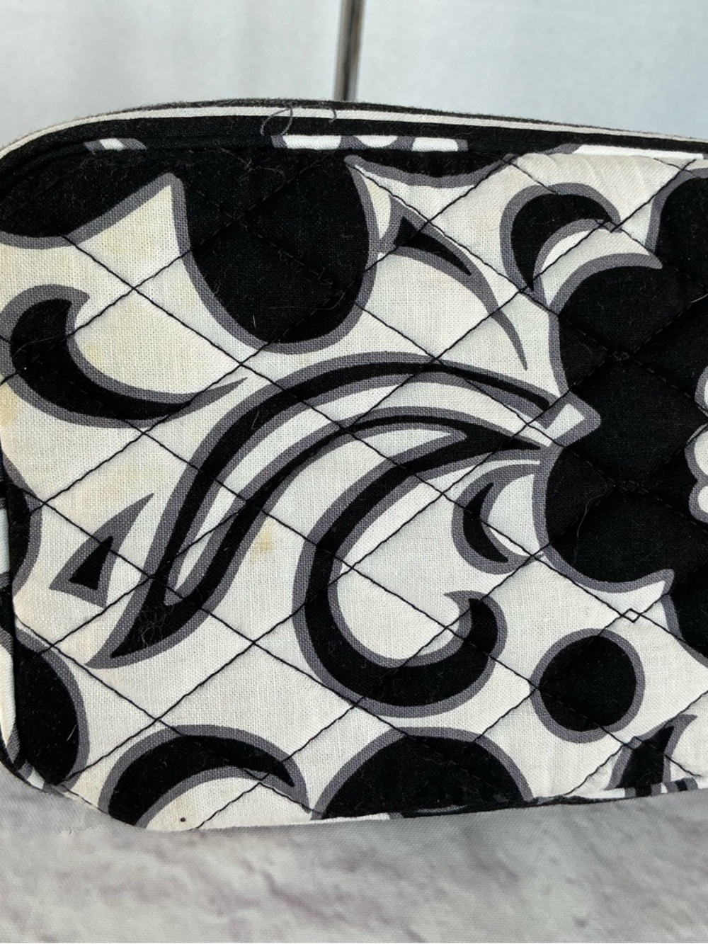 VERA BRADLEY Night & Day Draw String Satchel Black & White Floral Quilted Purse - Picture 7 of 15